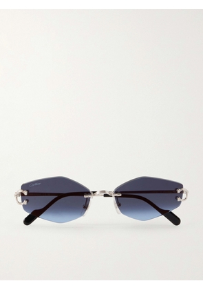 Cartier Eyewear - Round-Frame Silver-Tone and Acetate Sunglasses - Men - Silver