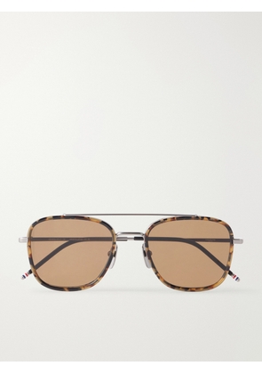 Thom Browne - Aviator-Style Gold-Tone Titanium Sunglasses - Men - Silver