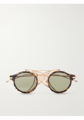 Thom Browne - Round-Frame Gold-Tone Titanium and Tortoiseshell Acetate Sunglasses - Men - Gold