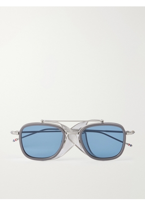 Thom Browne - Rectangular-Frame Gold-Tone Titanium Sunglasses - Men - Silver