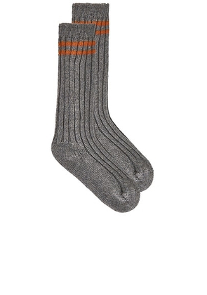 The Elder Statesman Yosemite Rib Tube Sock in Heather Grey & Koi - Grey. Size all.