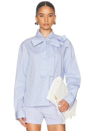 AKNVAS Flor Stripe Shirt in Light Blue Stripe - Baby Blue. Size XS (also in S, M, L).