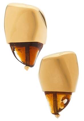 Bottega Veneta Sculptural Earrings in Taffy - Metallic Gold,Brown. Size all.