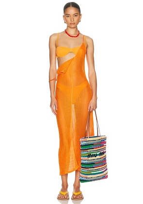 HAIGHT. Luna Knit Dress in Mandarina Orange - Orange. Size XS (also in S, M, L).