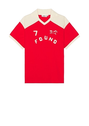 Found Goji Red Collar Print Jersey in Red & Cream - Red. Size S (also in M, L, XL/1X, XXL/2X).