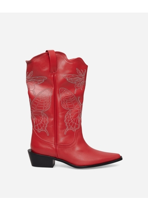 Women s Leather Western Boots Red