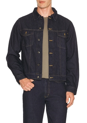 Percival Western Trucker Jacket in Dark Indigo - Blue. Size S (also in M, L, XL/1X).