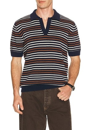 Percival Casa Martini Knitted Polo in Navy - Navy. Size S (also in L, M, XL/1X).