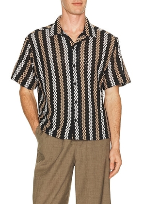 Percival Wade Crochet Shirt in Black - Black. Size S (also in M, L, XL/1X).