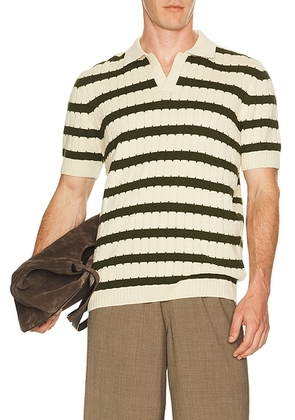 Percival Stine Knitted Polo in Ecru - Cream. Size S (also in M, L, XL/1X).