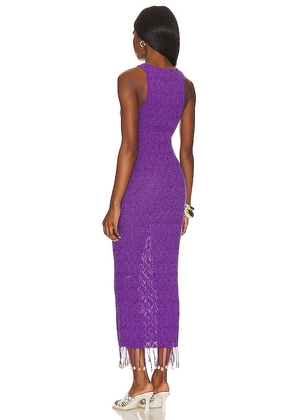 Camila Coelho Abeni Keyhole Midi Knit Dress in Purple. Size XL. Also in XXS, XS, S, M, L.