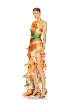 Bronx and Banco Hanna Horizon Gown in Orange. Size XS. Also in S.