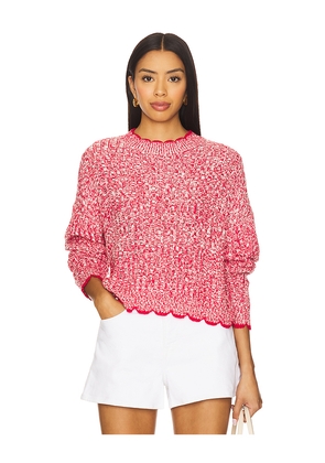 Autumn Cashmere Tipped Ladder Stitch Crew Top in Red. Size XS. Also in S, M, L.