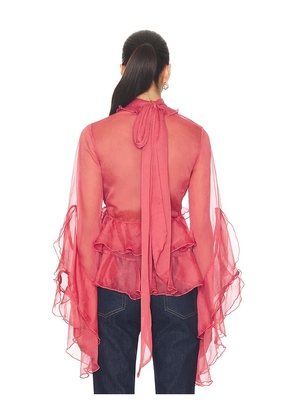 Bardot Anyssa Ruffle Blouse in Rose. Size 12. Also in 6, 8.