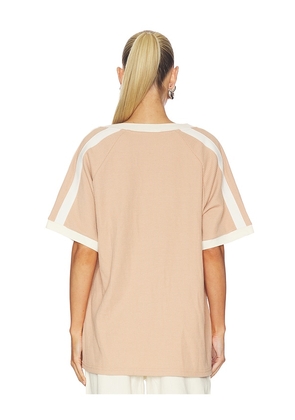 Araminta James Chilli 99 Waffle Tee in Nude. Size XL. Also in S, XS, M, L.