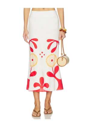 Cala de la Cruz Fabiana Skirt in Red, White. Size XS. Also in S, M, XL.