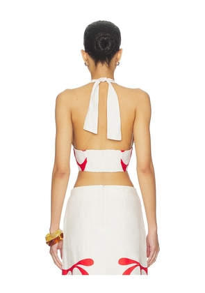 Cala de la Cruz Olivia Top in White, Red. Size XS. Also in S, M, L, XL.
