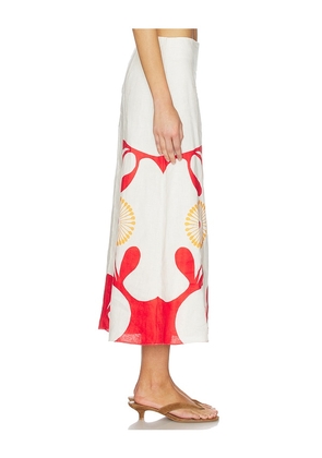 Cala de la Cruz Fabiana Skirt in Red, White. Size XS. Also in S, M, L, XL.