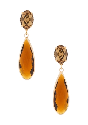 Anton Heunis Drop Earrings in Cognac,Metallic Gold.