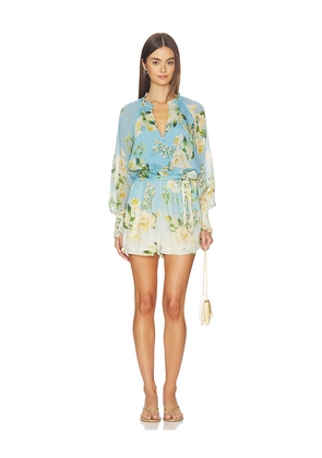 HEMANT AND NANDITA Romper With Tie Up Belt in Blue. Size S. Also in XXS, XS, M, L, XL, XXL.