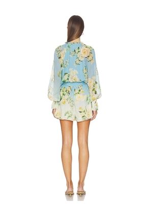 HEMANT AND NANDITA Romper With Tie Up Belt in Blue. Size S. Also in XXS, XS, M, L, XL, XXL.