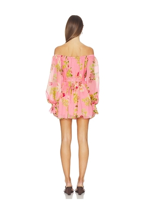 HEMANT AND NANDITA Off Shoulder Romper With Tie Up Belt in Pink. Size S. Also in M, L.