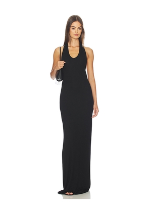 Enza Costa Silk Rib U-neck Halter Fluid Maxi Dress in Black. Size XS. Also in S, M.