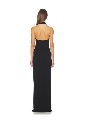Enza Costa Silk Rib U-neck Halter Fluid Maxi Dress in Black. Size XS. Also in S, M, L.