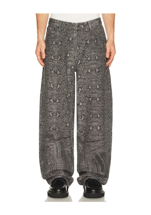 Daily Paper Denim Snake Oversized Jeans in Black. Size S. Also in M, L, XL/1X.