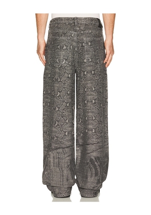 Daily Paper Denim Snake Oversized Jeans in Black. Size S. Also in L, M, XL/1X.