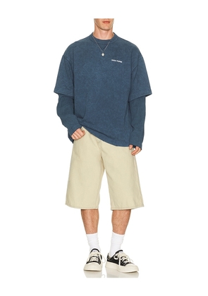 Daily Paper Layered Long Sleeve Tee in Blue. Size S. Also in L, M, XL/1X.
