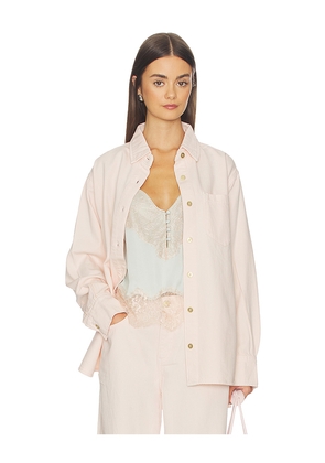 DL1961 Faye Oversized Shirt in Pink. Size XS. Also in S, M, L.
