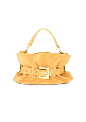 BALMAIN Medium Anthem Suede Bag in Mustard.