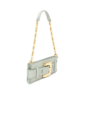 BALMAIN Anthem Clutch in Mint.