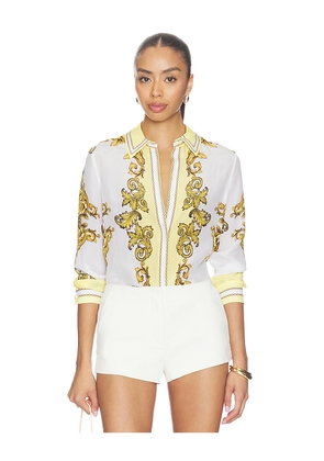 Alice + Olivia Willa Top in Yellow,White. Size XS. Also in S, M, L, XL.