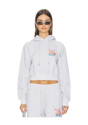 Casablanca Embroidered Cropped Hoodie in Grey. Size XS. Also in S, M, L.
