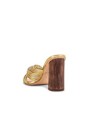 House of Harlow 1960 x REVOLVE Multi Strap Knotted Sandal in Metallic Gold. Size 5.5. Also in 6, 6.5, 7, 7.5, 8, 8.5, 9, 9.5.