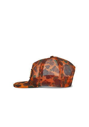 Autumn Headwear Camo Trucker Cap in Orange.