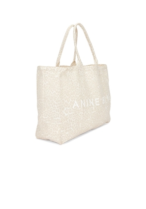 ANINE BING Leo Canvas Tote Bag in Cream.