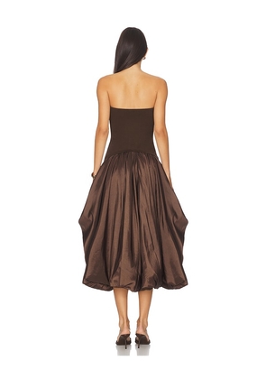 SIMKHAI Izzy Midi Dress in Chocolate. Size M. Also in L.