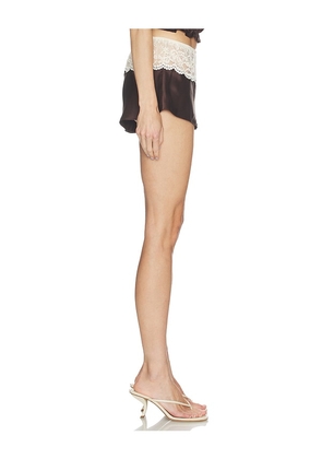 Frankies Bikinis Rosie Silk Short in Chocolate. Size S. Also in XXS, XS, M, L.