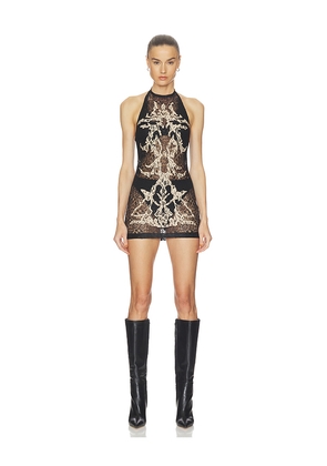 HAELO Feather Lace Mini Dress in Black. Size S. Also in M, XL.