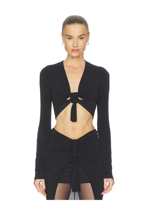 HAELO Knotted LS Top in Black. Size S. Also in L, M, XL, XS, XXS.