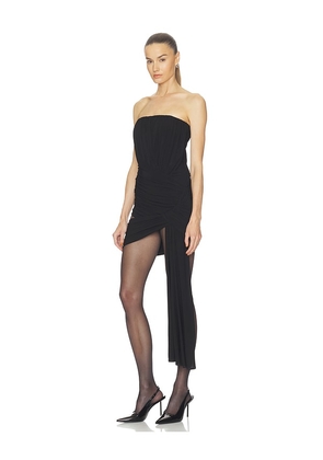 HAELO Corseted Drape Dress in Black. Size S. Also in XXS, XS, M, L, XL.