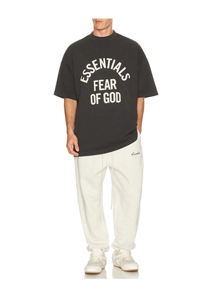 Fear of God ESSENTIALS Campus 90's Short Sleeve Tee in Black. Size XS. Also in S, M, L, XL/1X, XXL/2X.