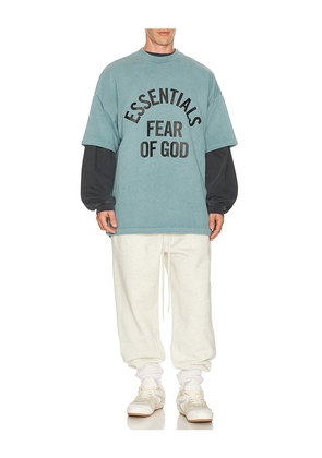 Fear of God ESSENTIALS Campus 90's Short Sleeve Tee in Blue. Size XS. Also in S, M, L, XL/1X, XXL/2X.