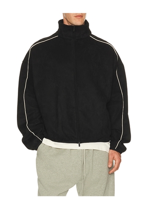Fear of God ESSENTIALS Signature Modern Track Jacket in Black. Size XS. Also in S, M, L, XL/1X, XXL/2X.