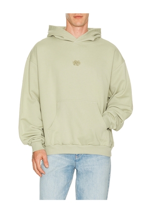 Filling Pieces Boxy Embroidered Hoodie in Sage. Size S. Also in M, L, XL/1X.