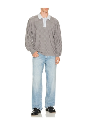 Filling Pieces Knit Rugby Shirt in Grey. Size S. Also in M, L, XL/1X.