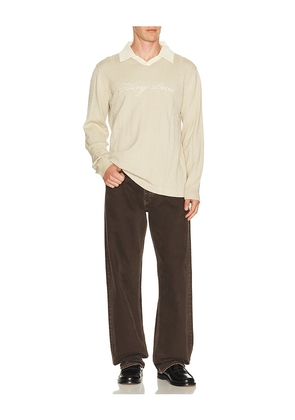 Filling Pieces Knit Football Jersey in Beige. Size S. Also in M, L, XL/1X.